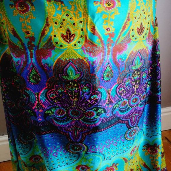 Gorgeous vintage 70s maxi skirt-bold Bohemian print M - Picture 4 of 5